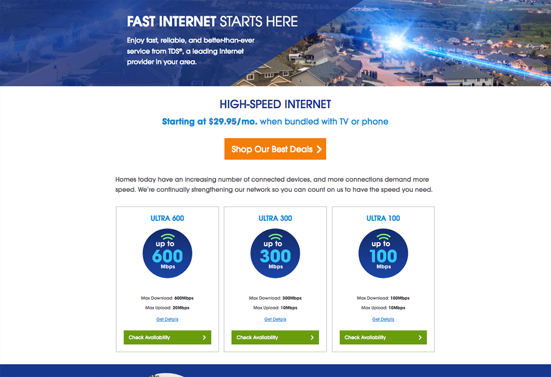 screenshot of TDS internet page